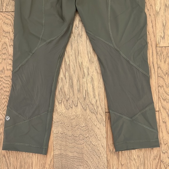 Olive green Lululemon leggings, hit at mid-calf with pockets galore!! - Picture 7 of 9